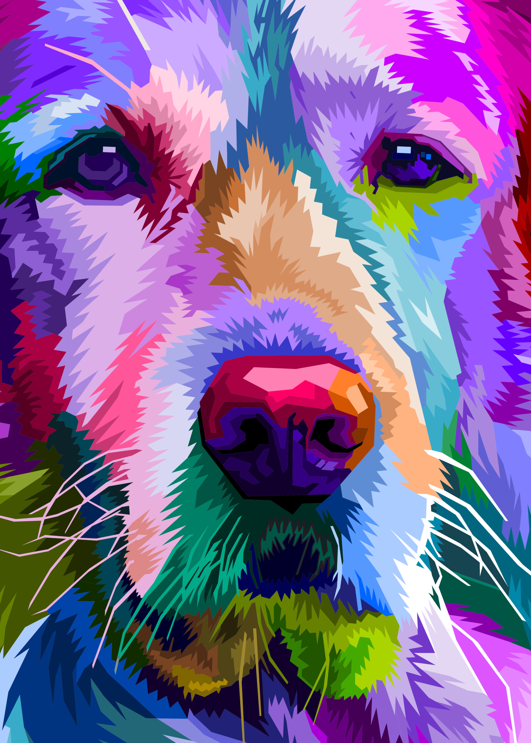 colorful close up golden retriever dog on pop art style. vector illustration.
